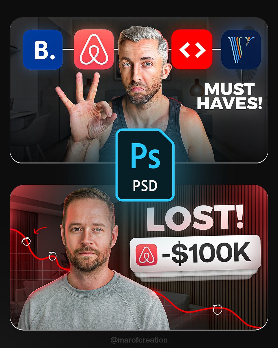 Want these 2 thumbnail PSDs to help you learn and level up your thumbnail game?

To get these,
Like ❤️
Retweet📷
Comment "PSD"
Must be following me!