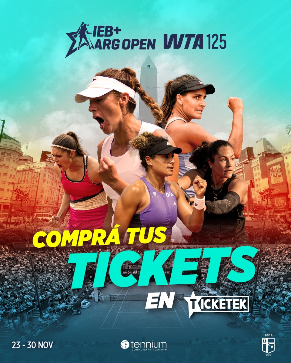 iebmasargopen's tweet image. ¡El mejor tenis femenino vuelve a Buenos Aires! 🇦🇷

Del 23 al 30 de noviembre, el Tenis Club Argentino recibe una nueva edición del IEB+ Argentina Open WTA 125.

Nuestras jugadoras locales, Solana Sierra, Lourdes Carlé y Julia Riera, listas para brillar frente a las mejores del…