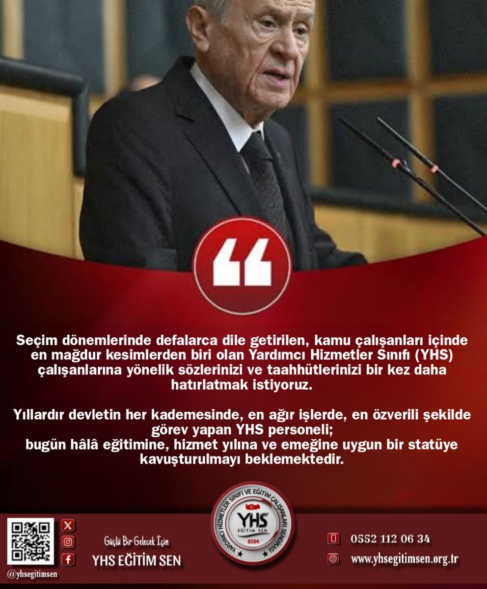 Seçim dönemlerinde defalarca dile getirilen, kamu çalışanları içinde en mağdur kesimlerden biri olan Yardımcı Hizmetler Sınıfı (YHS) çalışanlarına yönelik sözlerinizi ve taahhütlerinizi bir kez daha hatırlatmak istiyoruz.

Yıllardır devletin her kademesinde, en ağır işlerde, en