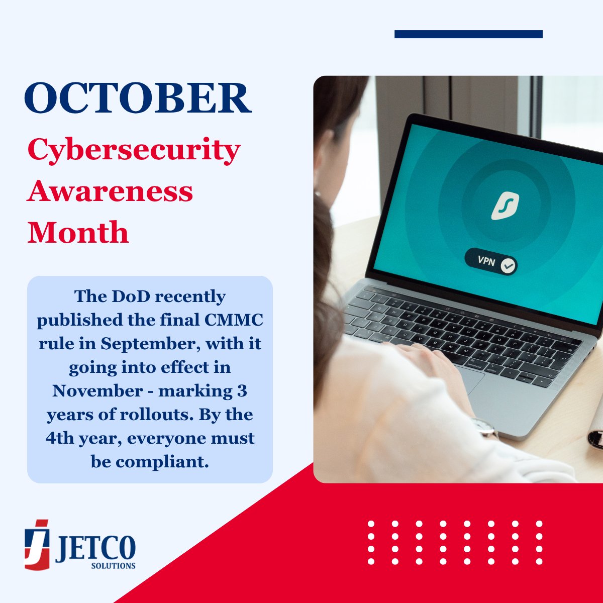 October is Cybersecurity Month - a good reminder that protecting your data is protecting opportunities. For small businesses in the federal contracting space, it's not just option. It's a competitive edge.