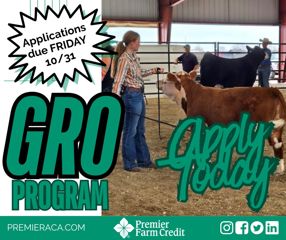 Premieraca's tweet photo. Do you know a 4-H member or FFA member that should apply for our GRO grant program to help fund their 4-H project or FFA Supervised Agricultural Experience? Send them our way! https://t.co/SPWAoNu93Z https://t.co/Xe5wdUi1OA