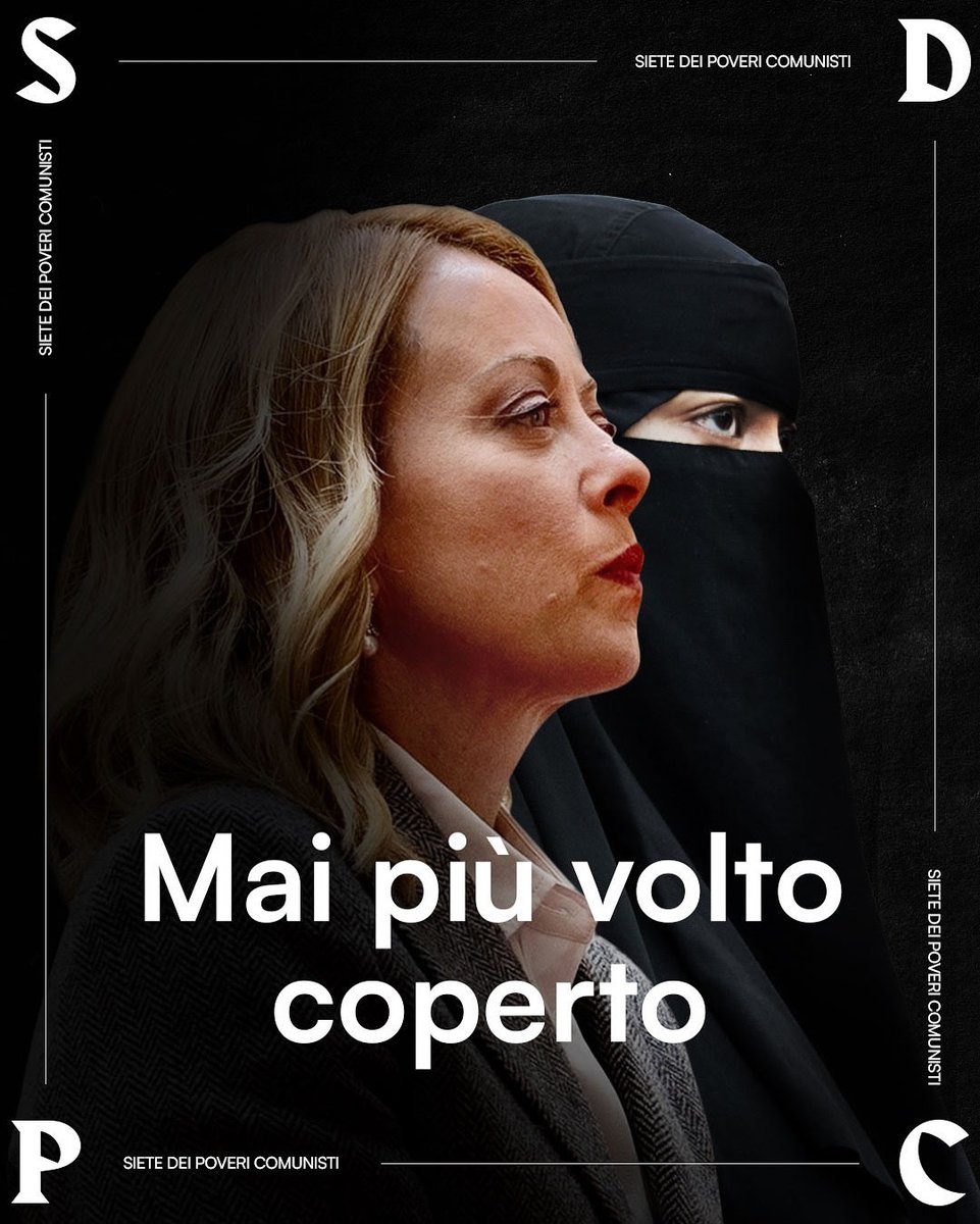 povcomunisti_'s tweet image. Con la proposta di legge di Fratelli d’Italia, le donne islamiche potranno tornare libere.
Libere di respirare, di camminare a testa alta, di essere sé stesse.
Giorgia Meloni: una donna che libera altre donne.