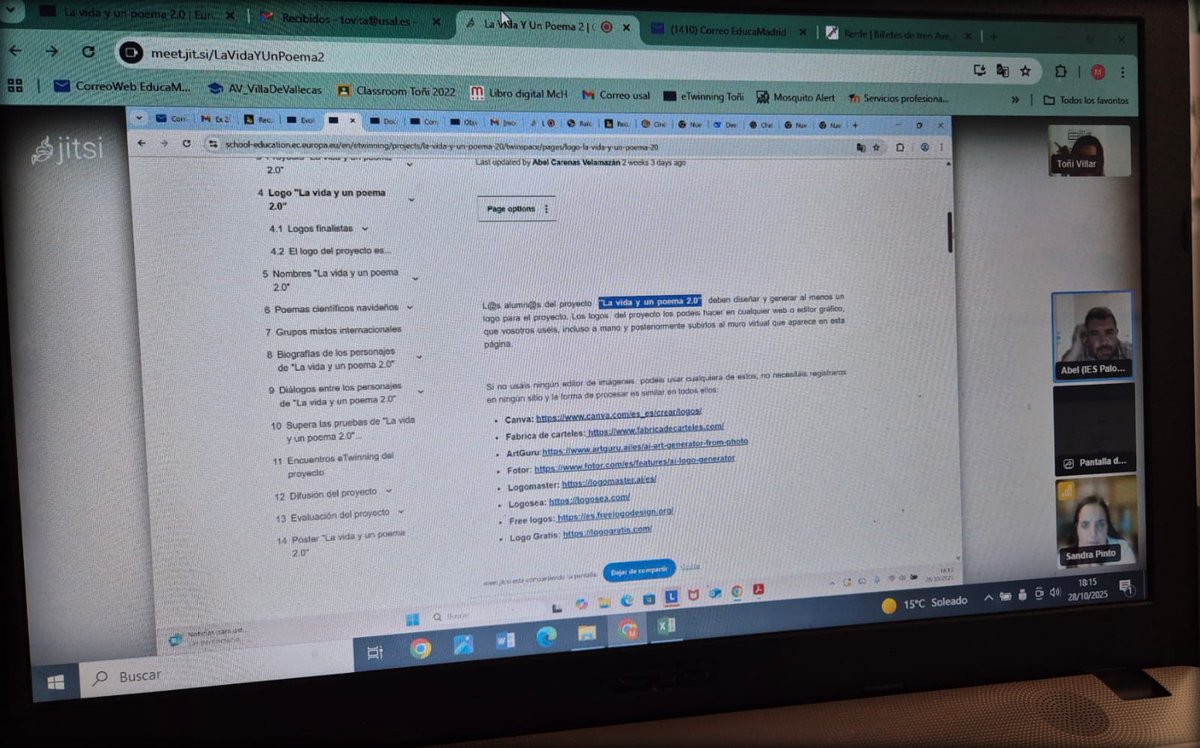 Primera videoconferencia entre docente del proyecto #LaVidaYUnPoema2 en el que hemos estructurado el proyecto, hemos firmado el compromiso eTwinning entre los Institutos y tenemos muchas ganas de colaborar junt@s...

🇵🇹 <a href="/eTwinning_PT/">eTwinning PT</a>
🇪🇦 <a href="/eTwinning_es/">eTwinning España</a> 
🇪🇺 <a href="/eTwinningEurope/">eTwinningEurope</a>