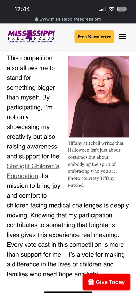 icy6318's tweet image. They say stars are born I say they’re written about 
Featured in the Mississippi Free Press for my piece “The Face of Halloween: More Than Just a Contest, It’s My Story.”
The story, the heart, I’m ready for all of it 
  #PressFeature #MFPVoice https://www.mississippifreepress