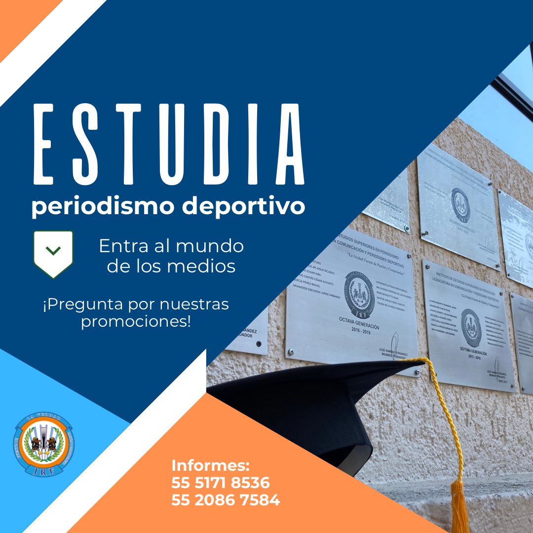 Únete a la mejor cantera de periodistas deportivos de nuestro país. ¡Estás a tiempo para inscribirte a nuestra licenciatura!

¡Agenda tu cita para conocer el instituto y ven a una clase muestra con nosotros!

Informes aquí: 📞 55 5171 8536📱55 2086 7584