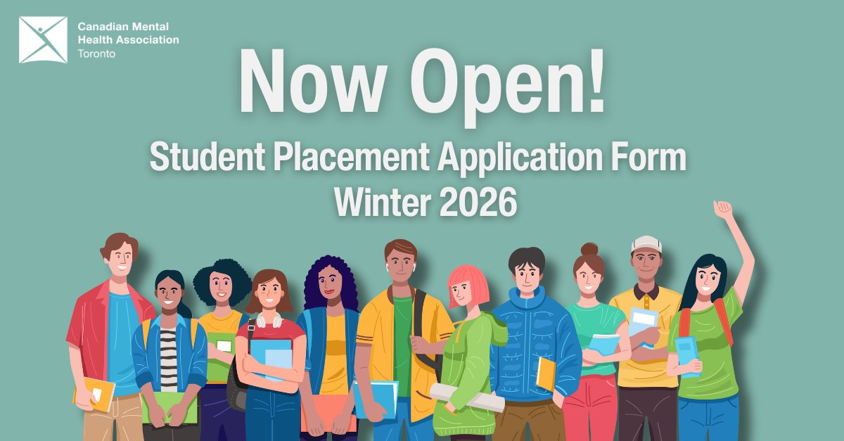 CMHA Toronto is now accepting student placement applications for Winter 2026 (January–April). Apply by Friday, November 7 and help improve mental health for all through belonging and hope.

ow.ly/TnnC50Xjhpp