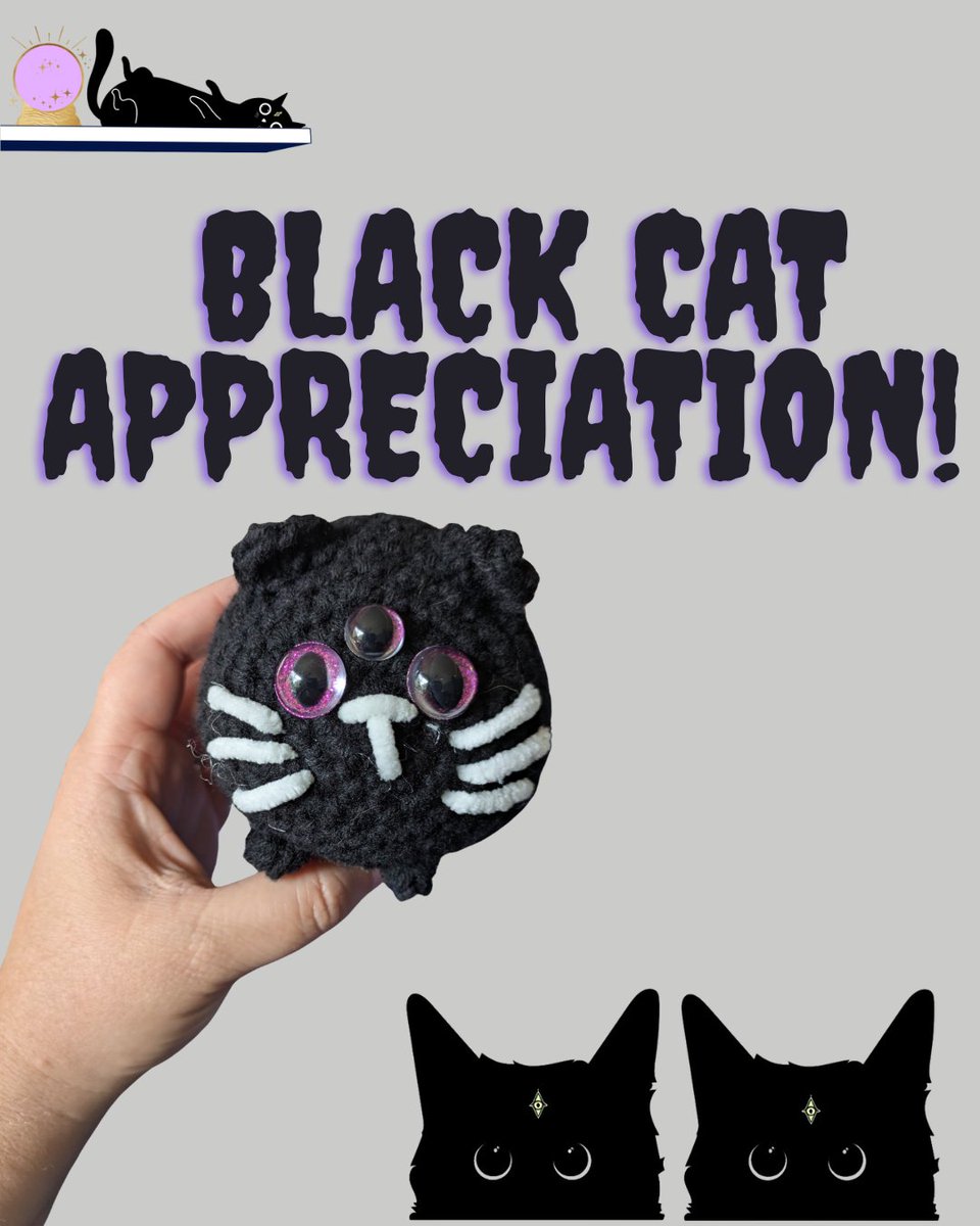 EctoWash's tweet image. Black Cat Day was yesterday and we spent it pampering any and all black cats we saw, so there was no time to post here. The office is full of third eye cats in their honor as well. Meatball is taking it with grace but we will need to find them new homes by the end of the week.
