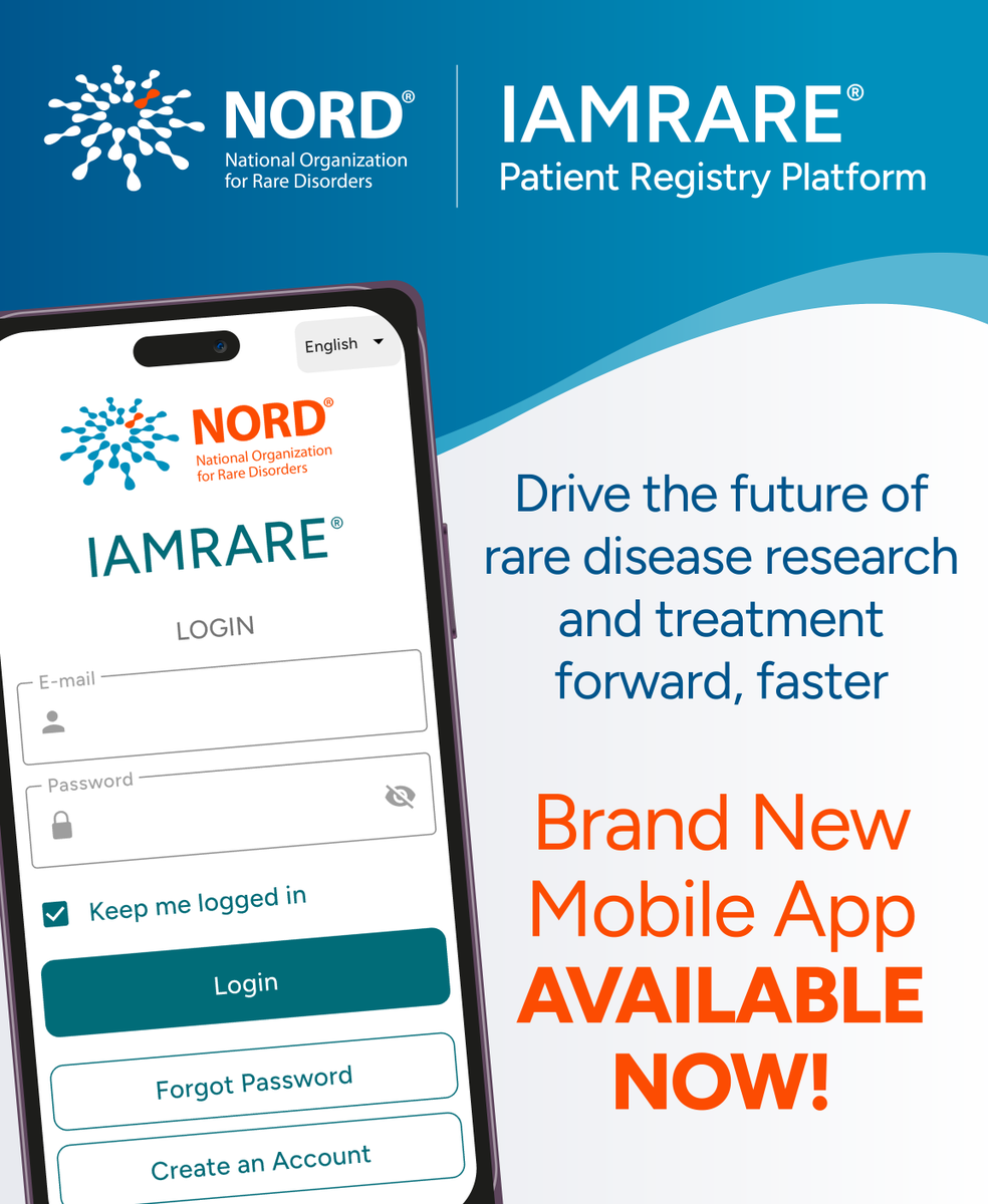RareDiseases's tweet photo. NORD’s new #IAMRARE app is here! Whether you're managing a #rare condition or support a loved one, you can share health data to accelerate research, improve care, and drive change.

✅ Easy-to-use
✅ Secure
✅ Real-time updates

Download now!
Google Play: https://t.co/Gq07WhOMqU
Apple Store: https://t.co/5F75Hhj81z