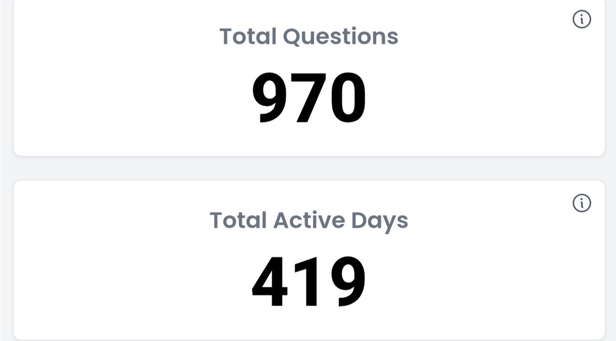 gupta_harshall's tweet image. Today I solved 5 DSA problems across LC and GFG getting back to grind...
A little bit closer to 1000 questions across all platforms with better clarity over topics now...
