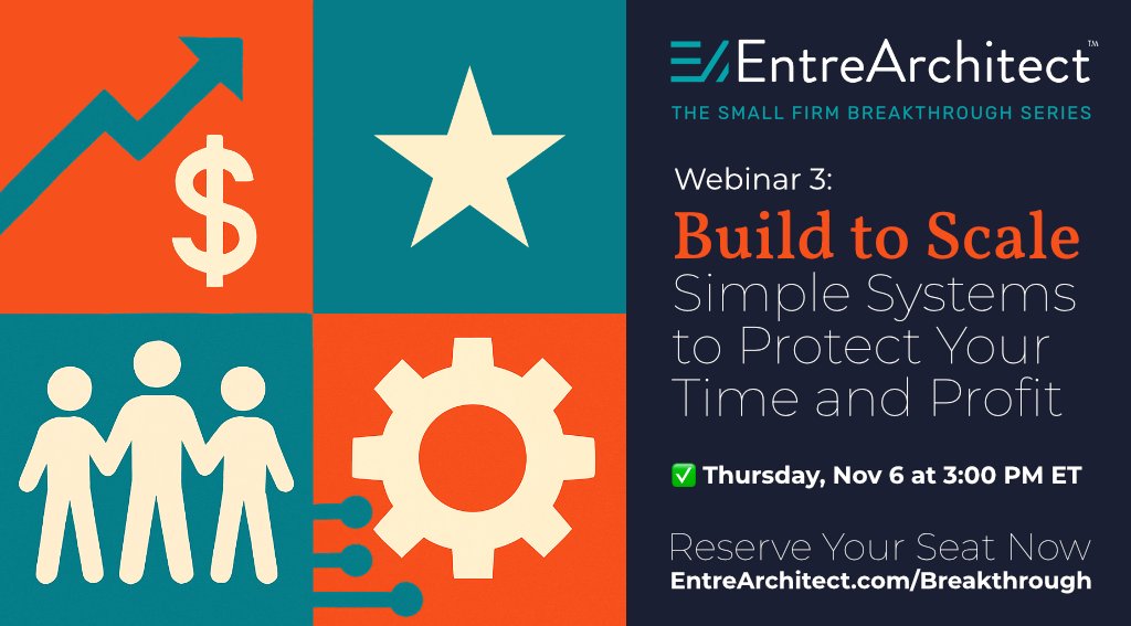 Stop running your projects on guesswork.

In the final session of the Small Firm Breakthrough Series, we’re giving you a simple system to monitor workload, staffing, and profitability—so you can scale with confidence.

📝 Register now → entrearchitect.kit.com/breakthrough