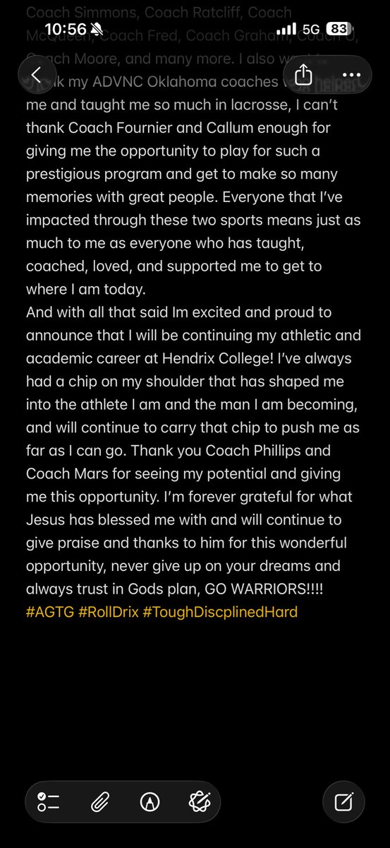 #AGTG I’m excited and proud to announce my commitment to <a href="/HendrixFootball/">#WeAreWarriors</a> &amp; <a href="/HendrixLax/">@HendrixLacrosse</a>  !!!! Let’s go warriors!!!! <a href="/RussHeidiSLC/">Russ and Heidi Phillips🏈</a>  <a href="/UnionFootball/">Union Football</a> <a href="/Coach_BG6/">Brandon Golphin</a> <a href="/CoachRat60/">Justin Ratcliff</a> <a href="/CoachTRide13/">Tristan Ridenour</a> <a href="/CoachSimm/">Zac Simmonds</a> <a href="/CoachAGraham/">Antonio Graham</a> <a href="/CoachSmith_31/">Jeremy Smith</a> <a href="/mashburn_de/">De Mashburn</a> #rolldrix🧡🖤 #Skattewood #Agent0