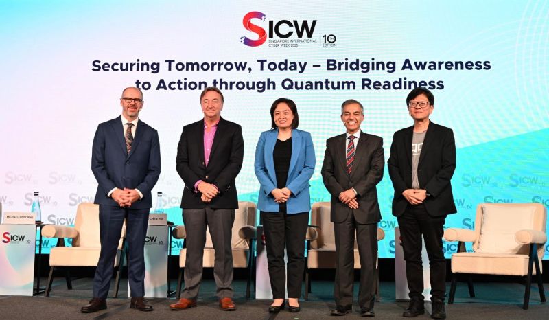 QuintessenceLab's tweet image. At #SICW2025 our Founder and CEO, Vikram Sharma, joined global leaders to drive quantum security from awareness to action—building true resilience means making quantum-safe readiness a business priority. Thanks to @SICWSG and @csasingapore for steering this crucial conversation.