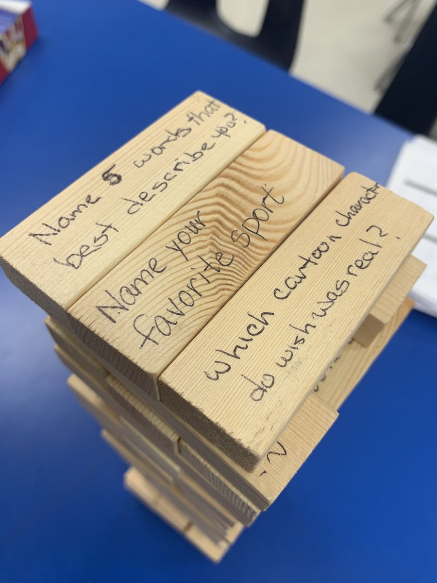 Getting to know our strengths and weaknesses through a game of Jenga! What 5 words describe you? 
✅ 2nd grade dragon small group! 
<a href="/JohnDrugan_PK8/">John Drugan PK-8</a> <a href="/SISD_ES/">Jennifer Trejo</a> <a href="/MDominguez_SISD/">Monica Dominguez, M.Ed.</a>