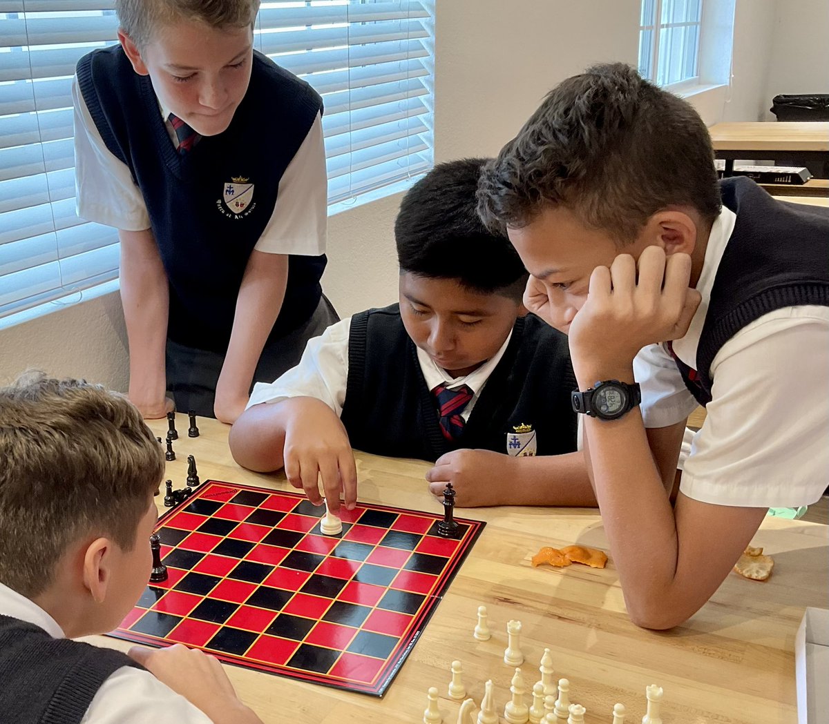 Clubs allow the student to pursue extracurricular interests and connect with those who have a similar interest. The boys’ chess club is the most active this year with over 40 members. 
#chess #catholiceducation