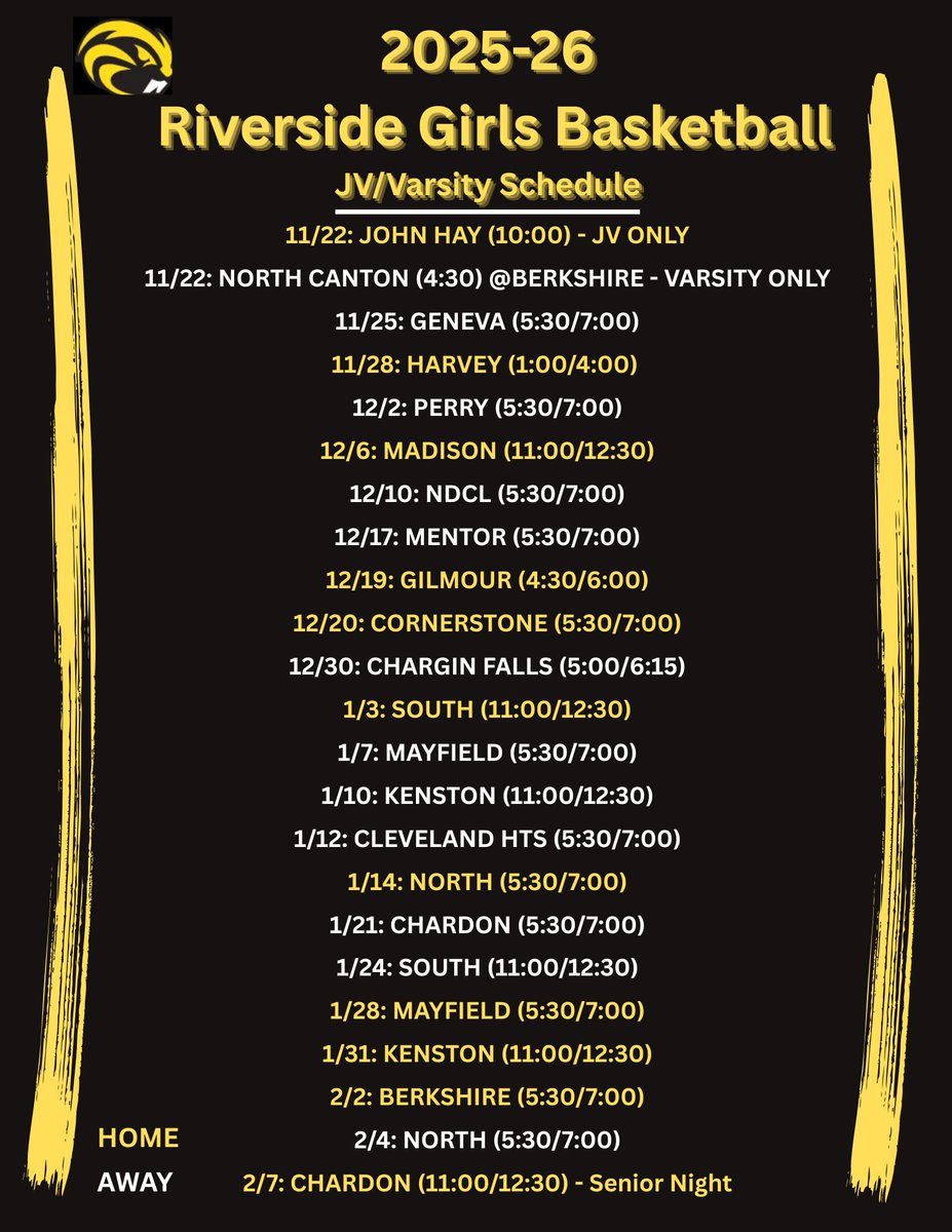 RHSCourtsideCLB's tweet image. Here is our 2025-26 schedule!! @BrianFulton34