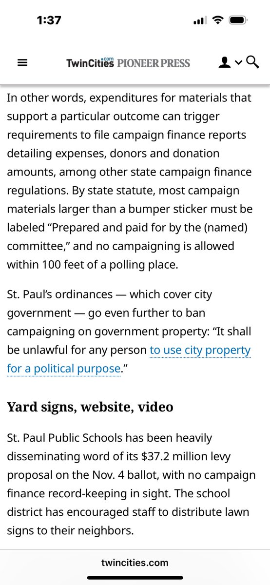 There’s no word yet on how much money the school district spent on tax levy yard signs, a YouTube video and other promotions, which were prepared separately from the donor-funded “Vote Yes For Strong Schools” campaign. twincities.com/2025/10/28/st-…