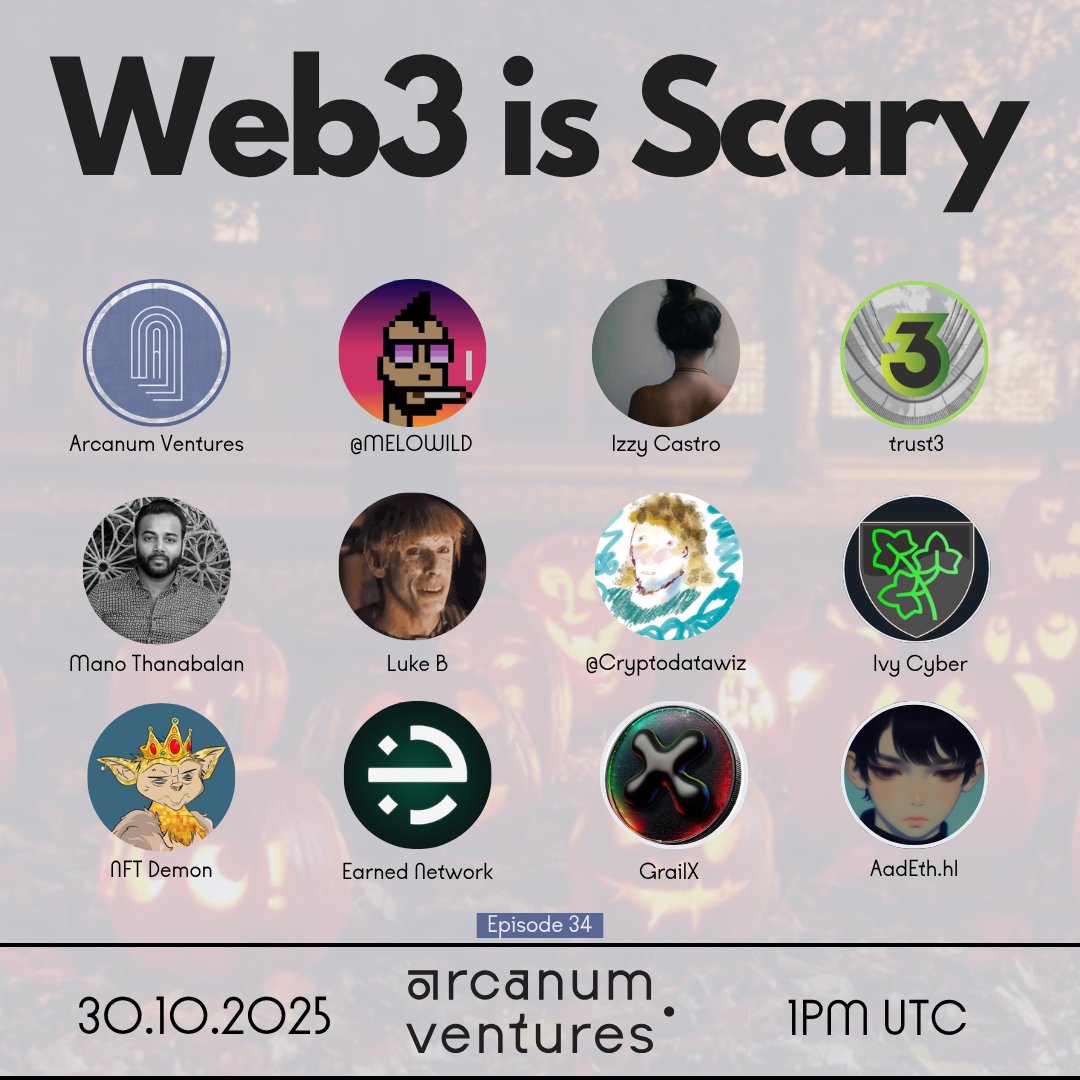 ArcanumVentures's tweet image. Building, investing, and working in Web3 can be scary!
This week on Ep. 34 of the BOOM ROOM, we're discussing October's wildest stories, from @kadena_io
shutting down to the drama between @Fetch_ai
and @oceanprotocol and more.
Join us for the end-of-the-month special episode…