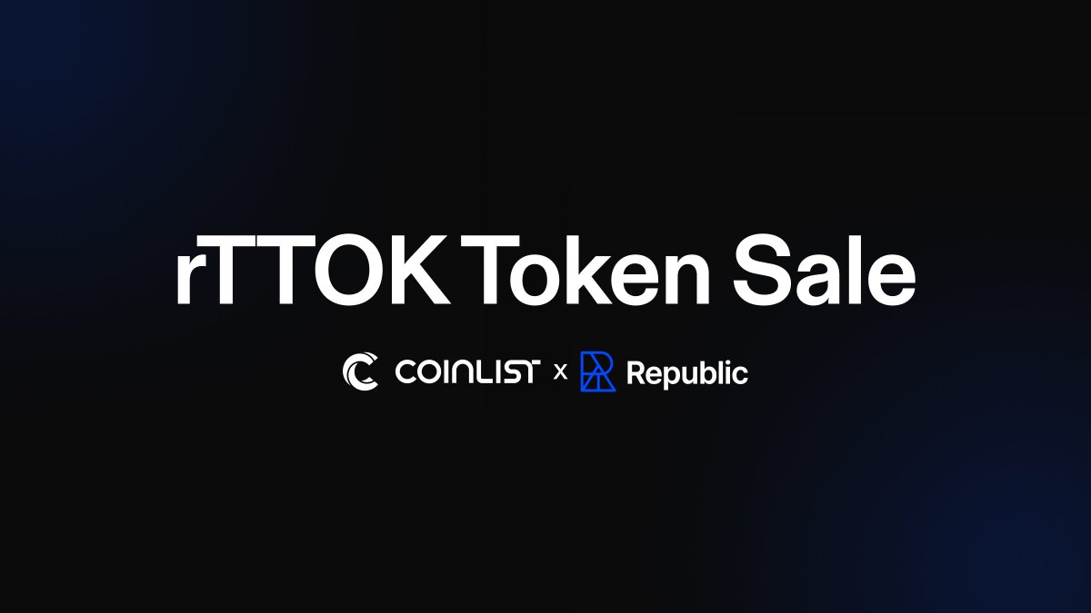 CoinList's tweet image. 1/ NEW: rTTOK Token Sale ⚡️

rTTOK is the ByteDance Mirror Token by @joinrepublic. 
 
For the first time, investors can mirror the performance of TikTok’s parent company through a tokenized payout note on @solana.

Register now: republic.com/rttok?utm_sour…