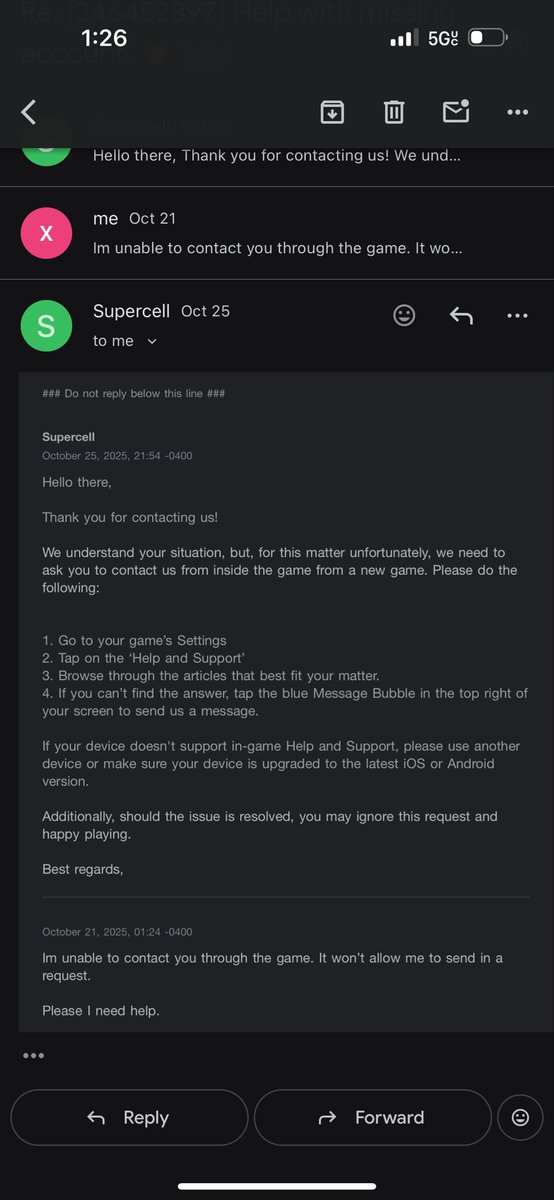 Loxx76's tweet photo. @supercell @ClashofClans Can someone help me? I’ve never seen a more terrible support system in my life than this. https://t.co/mcIMIzpM48