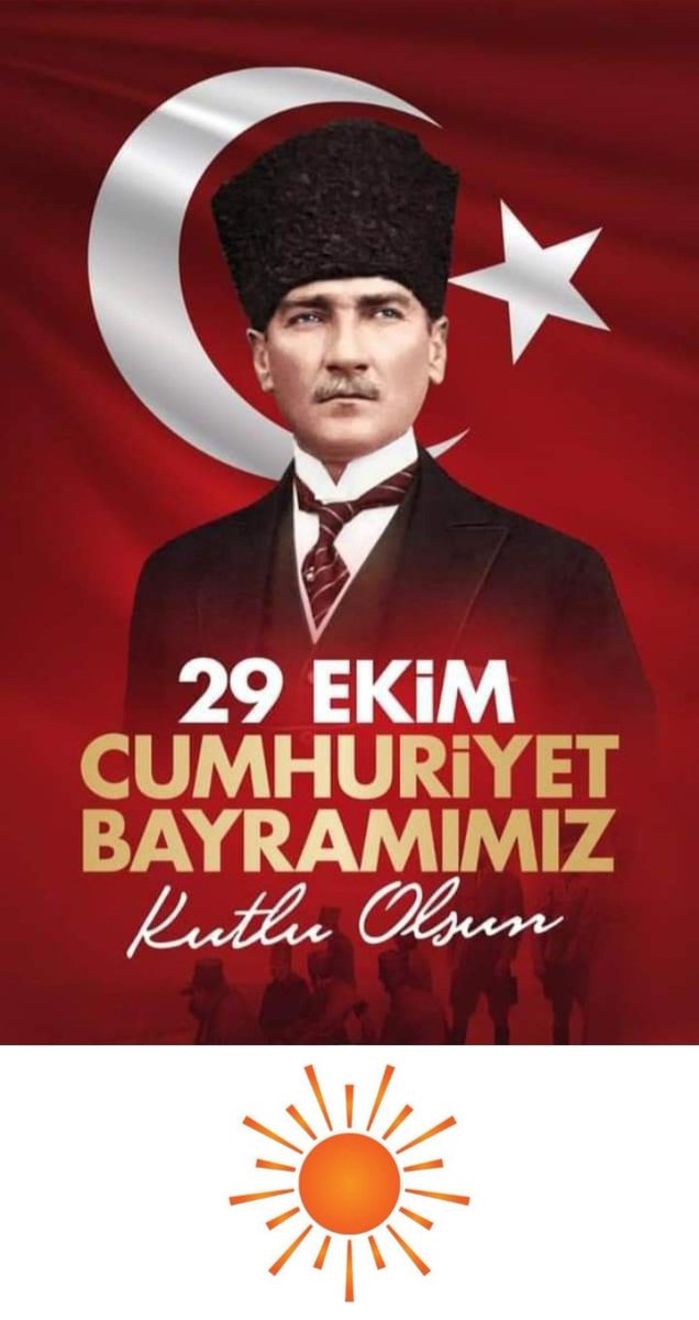 Türkiye Cumhuriyeti'nin kurucusu Başkomutan Gazi Mustafa Kemal Atatürk ve bu şanlı tarihi birlikte yazdıkları silah arkadaşlarının aziz ruhlarını minnet ve saygıyla anıyorum.

29 Ekim Cumhuriyet Bayramımız kutlu olsun.