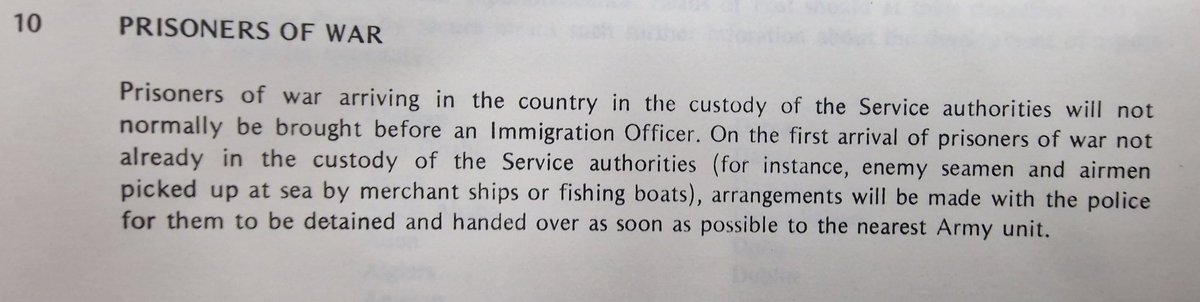 Official HMG guidance to immigration officers on how Soviet Prisoners Of War would be processed on arrival in the UK during WW3.

They 'will not normally be brought before an immigration officer'!