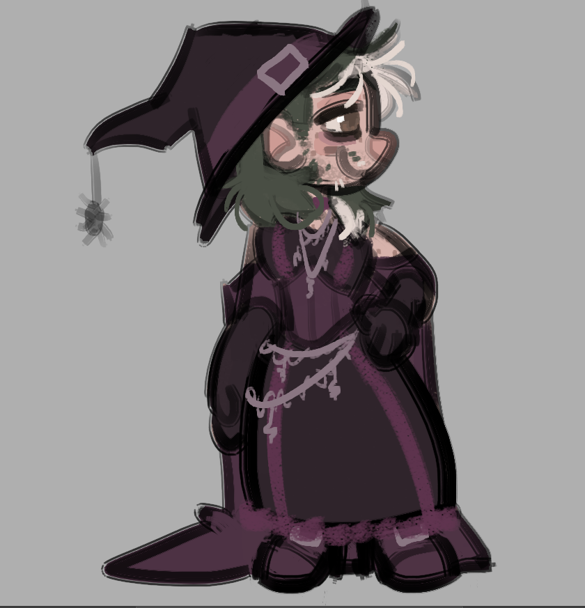 Junkosaur_'s tweet photo. happy halloween sketch from old man codii, honouring his yearly tradition of wearing a witch costume https://t.co/LHe1zx5Ce5