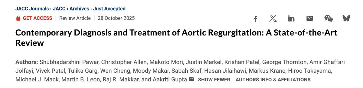 aakriti_15's tweet photo. So proud of @ShubhaPawar for leading this cross-disciplinary collaboration that distills today’s best evidence in aortic regurgitation (diagnosis and treatment), now in @JACCJournals. IM residencies: @ShubhaPawar is applying this season - take note. @CedarsSinai @CedarsSinaiMed  https://t.co/YOouwZp1LB