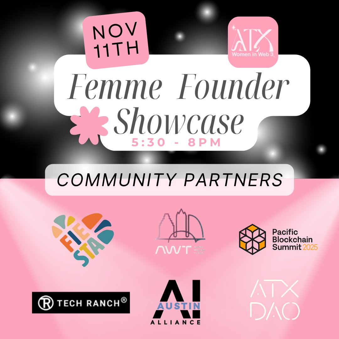 Shoutout to our Community Partners supporting the Femme Founder Showcase on 11/11!

RSVP: luma.com/k762mjlh

See you there!