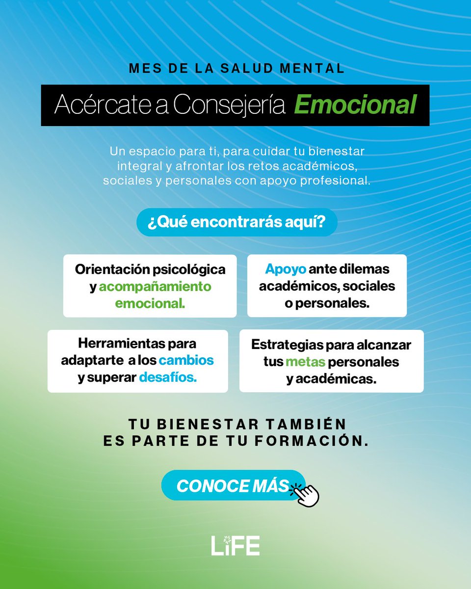 TECcampusSAL's tweet image. 💬 En Consejería Emocional encontrarás un espacio de escucha y acompañamiento para cuidar tu bienestar integral.  

#BienestarEstudiantil #ConsejeríaEmocional #VidaTec #SaludMental