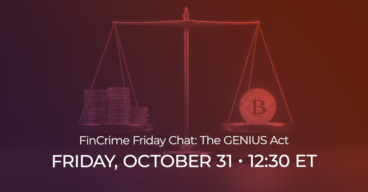 acfcsonline's tweet image. The GENIUS Act could reshape the future of financial crime compliance. 

In this month&apos;s FinCrime Friday Chat, we’ll break down what the bill proposes, why it matters, and what compliance teams need to do now to prepare for its potential impact.

Register: bit.ly/4nrE4fI