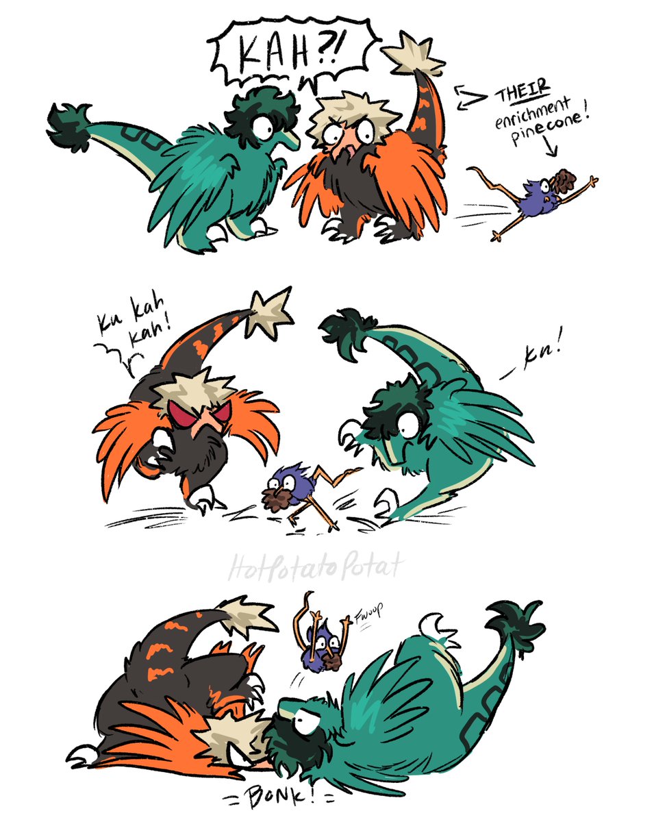 Honestly the way the BKDK raptors have become such a joy to create for. It's a different kind of comic that relies on little to no explicit storytelling, and that is deceptively challenging.

Still, drawing Deku and Bakugou raptors and Shinsou sinosauropteryx often makes my week.