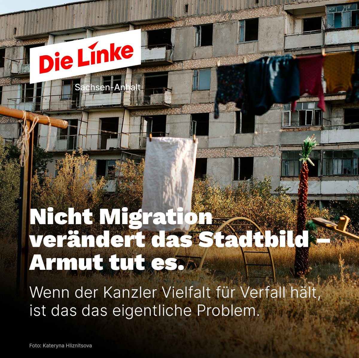 Nicht Migration verändert das Stadtbild – Armut tut es.

Wenn Merz Vielfalt für Verfall hält, ist das das eigentliche Problem.

#DieLinke #SachsenAnhalt