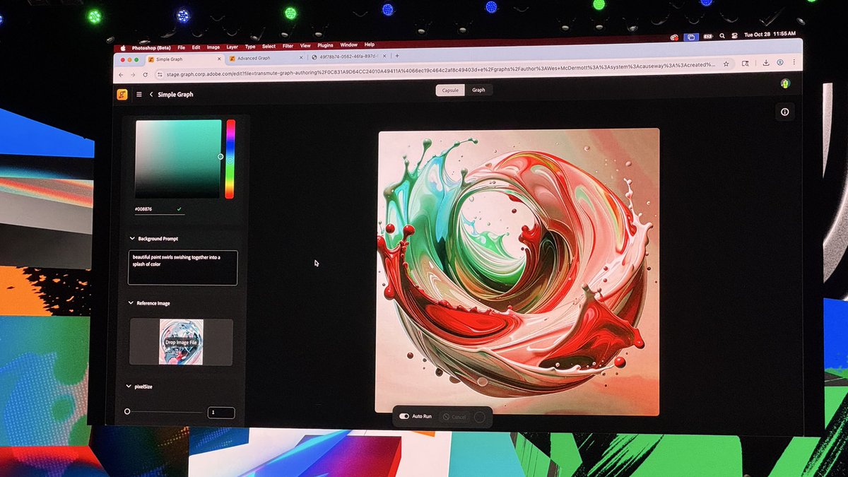 keisuke322's tweet image. 今年のキーノートで個人的に1番わくわくしたのが、このProject Graph。
ノードを組み合わせて、自分のオリジナルアプリを作れる感じ。
しかも、カプセル機能でカスタムUIまで自動で作られる。
複雑なワークフローも作れちゃう。
早く触りたいですね〜
#AdobeMAX
