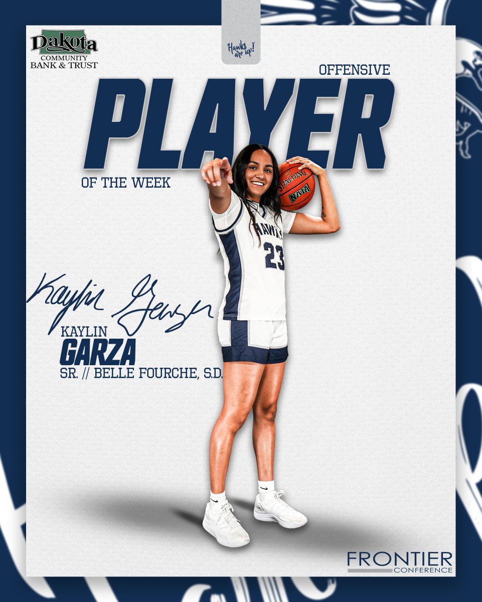 🏀| Kaylin Garza is the Frontier Conference Women's Basketball Offensive Player of the Week!

🔗: dsubluehawks.com/news/2025/10/2…

#HawksAreUp