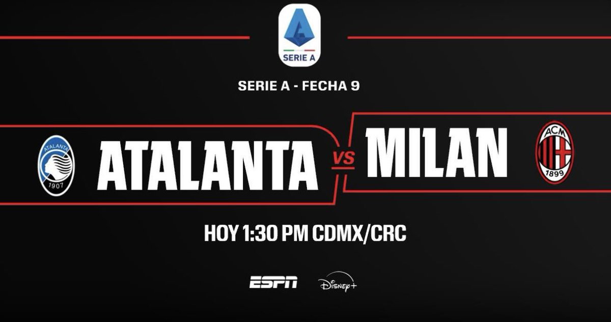 Tenemos Serie A, va Santi de inicio, el Milán visita a Atalanta ACOMPAÑANOS a <a href="/J_Pietra/">Jorge Pietrasanta</a> y a un servidor 13:30 hrs por ESPN y Disney+