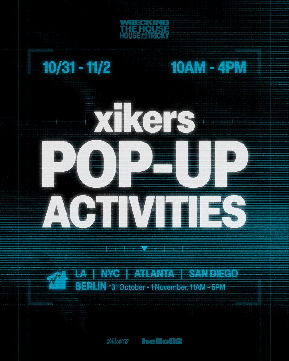 hello82official's tweet image. ⚠️ xikers POP-UP ACTIVITIES DETECTED ⚠️
Strike a target on your calendar, so you don’t miss this ICONIC weekend!

🗓️ 10/31 - 11/2 | 10AM - 4PM (Local Time)
📍 @hello82LA 
📍 @hello82NYC 
📍 @hello82ATLANTA 
📍 @hello82SANDIEGO 
📍 @hello82BERLIN 
*31 October - 1 November, 11AM -…