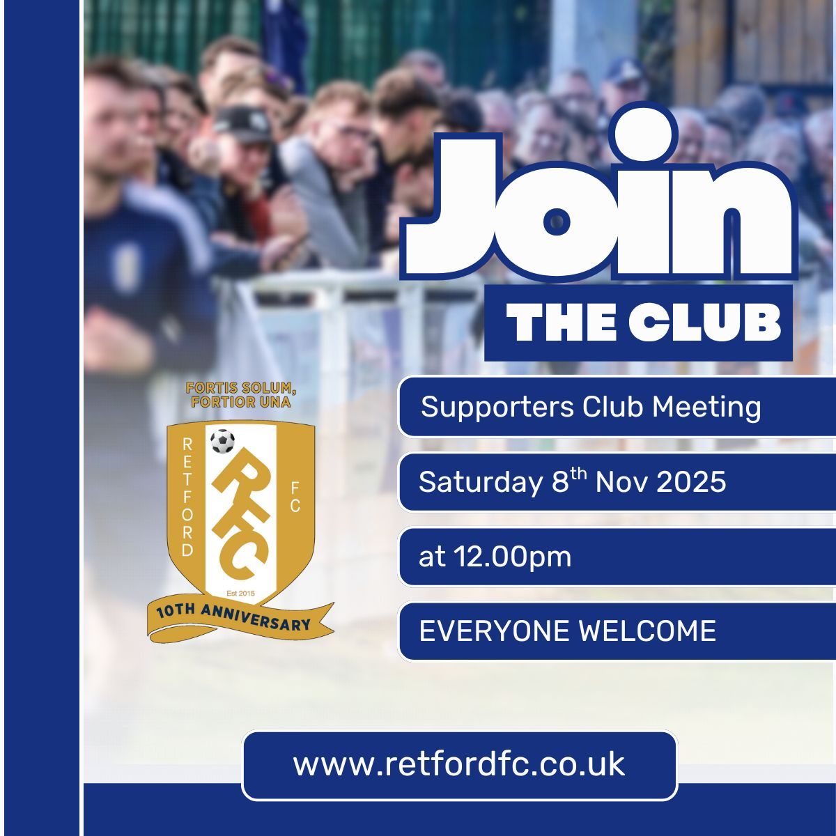 Dear Choughs fans, friends and local supporters,

We are delighted to announce the official launch of the Retford FC Supporters’ Club — a new, inclusive community for everyone who wants to get behind our team, make an impact and help steer our club to bigger and better things.