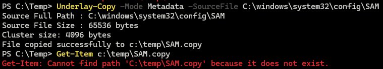 PowerShell script to copy locked files. 

Has two modes: MFT (master file table)  and Metadata (fsutil). Last one didn’t work on my payload VM but MFT mode did work.