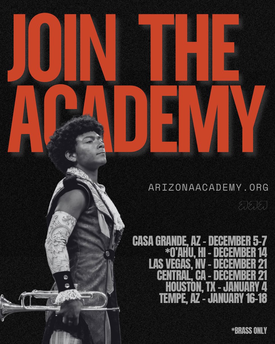 TheAcademyDBC's tweet image. Audition dates are rolling out 🔥 Will you join us on the field?

Join us at ➡️ arizonaacademy.org/the-academy-dr…

#theacademydbc #drumcorps #dci26 #heatforged