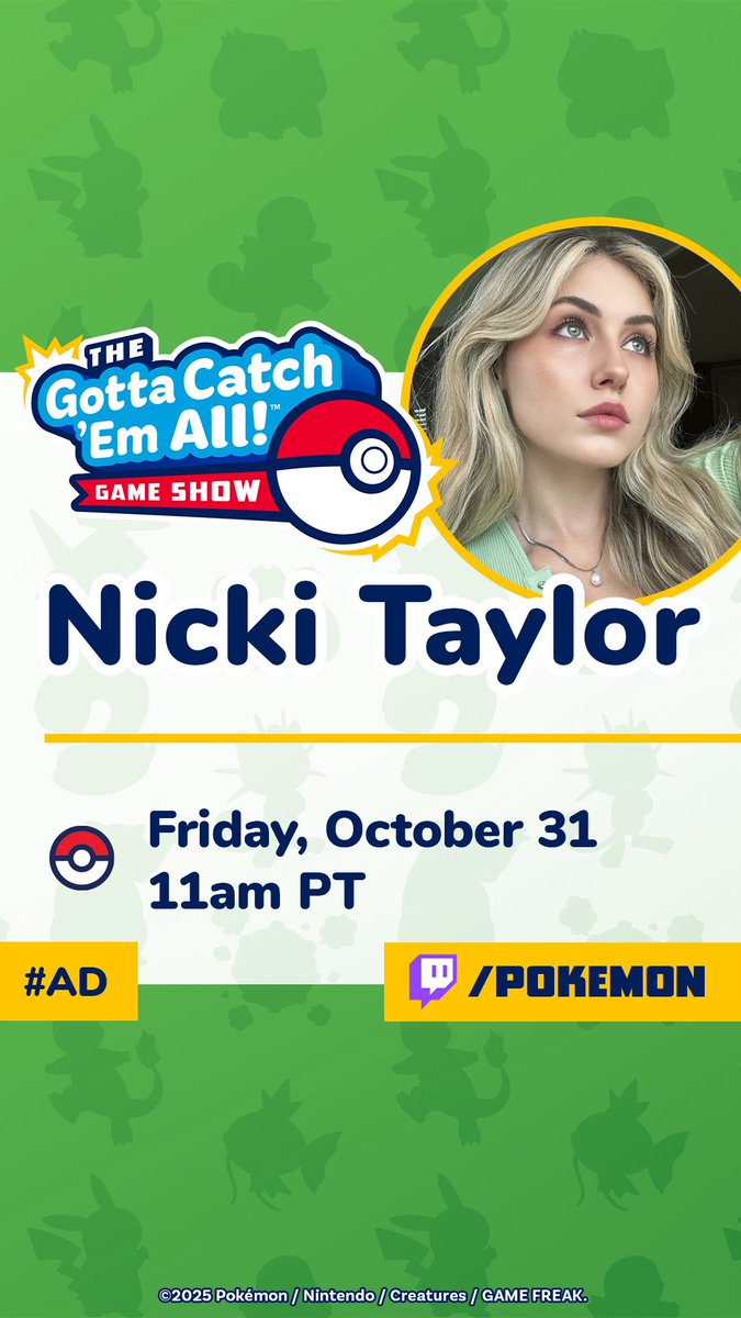 #sponsored I’m going to be on the Gotta Catch ‘Em All Game Show to show off my epic <a href="/Pokemon/">Pokémon @ Lumiose City 🥐</a> knowledge! Tune in October 31st at 11am PT on the Pokémon Twitch channel! #PokemonGameShow