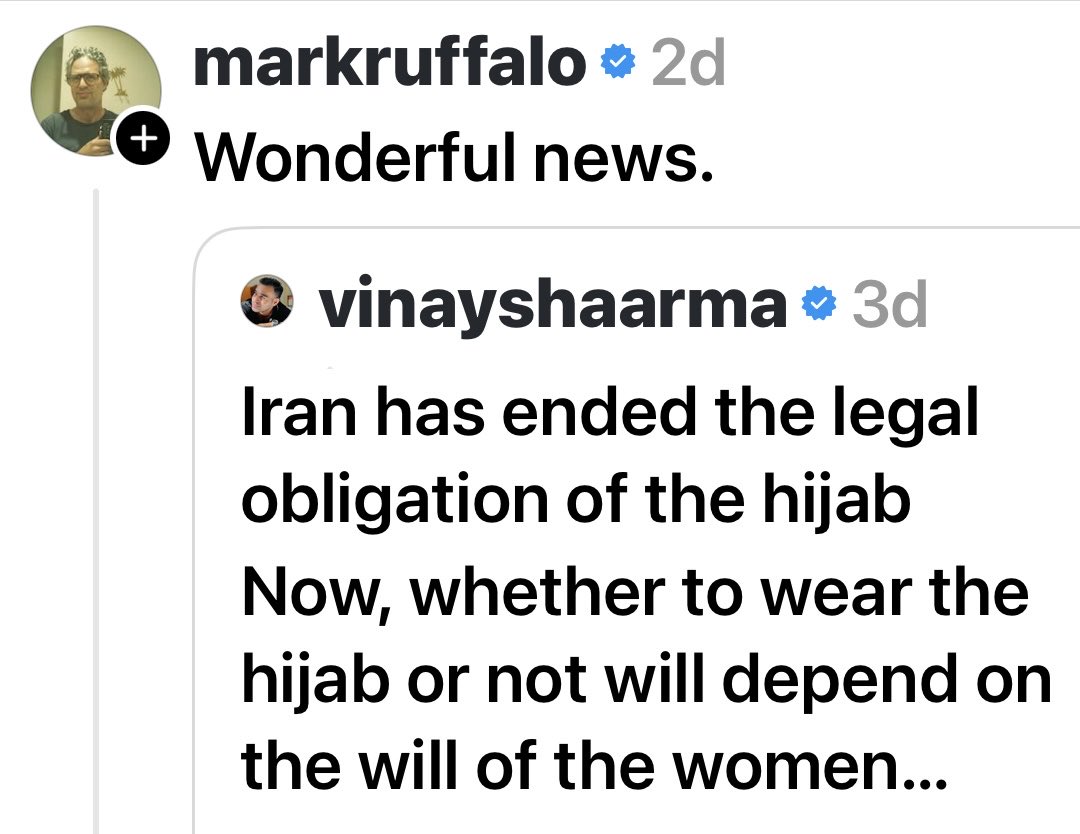 Mark Ruffalo shared this post which is completely untrue, and easy to verify. He refuses to take it down despite this fact.

You want to lie about Israel all day, fine, we can take it. We have our land back and a military. The people of Iran don’t. Their land and lives are