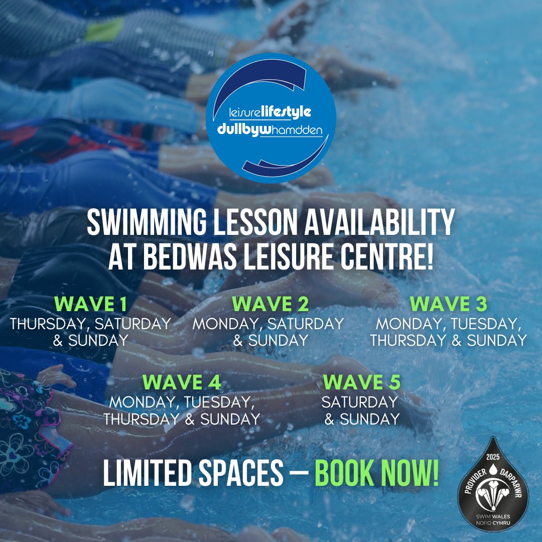 Leisurelifestyle (@leisure_ccbc) on Twitter photo 🏊Swimming lesson spaces available at Bedwas Leisure Centre!💦
💬Book now by contacting reception on 07719 997699 or email lcbedwas@caerphilly.gov.uk 🏊Swimming lesson spaces available at Bedwas Leisure Centre!💦
💬Book now by contacting reception on 07719 997699 or email lcbedwas@caerphilly.gov.uk
