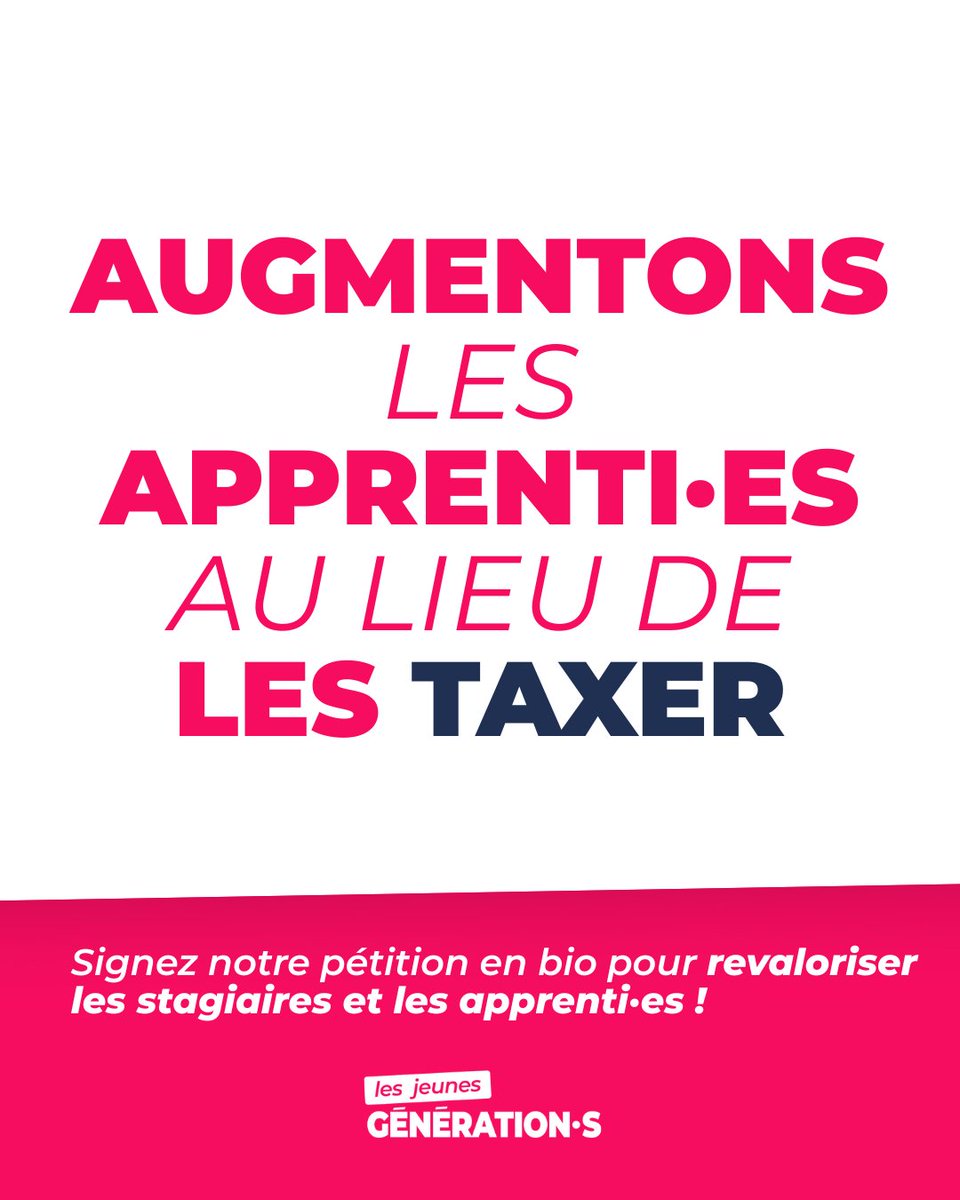 VICTOIRE !

La hausse absurde des impôts sur les apprenti·es est REJETÉE en commission !

On est en train d'empêcher la baisse du salaire des apprenti·es, il est maintenant temps de les augmenter !

➡️ Signez notre pétition : framaforms.org/pour-une-grand…