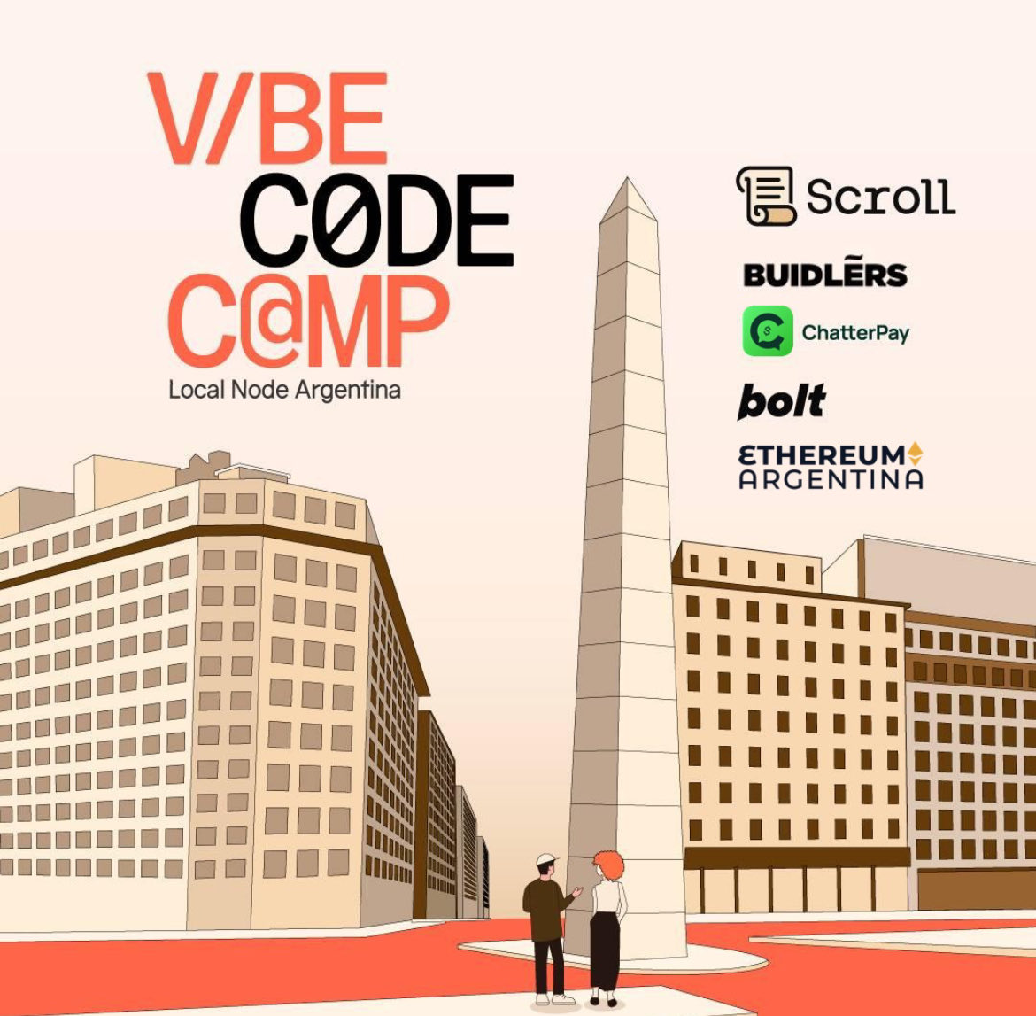 La Eth House es la sede del Vibe Code Camp💡💻

🔋El Local Node Scroll – Argentina, junto a <a href="/Scroll_ES/">Scroll ES 📜</a> , <a href="/buidlerstech/">Buidlers</a> , <a href="/chatterpay/">ChatterPay</a> , <a href="/boltdotnew/">bolt.new</a>  y nosotros, te invitamos al encuentro para builders, founders y vibecoders que quieren aprender, conectar y demostrar todo su
