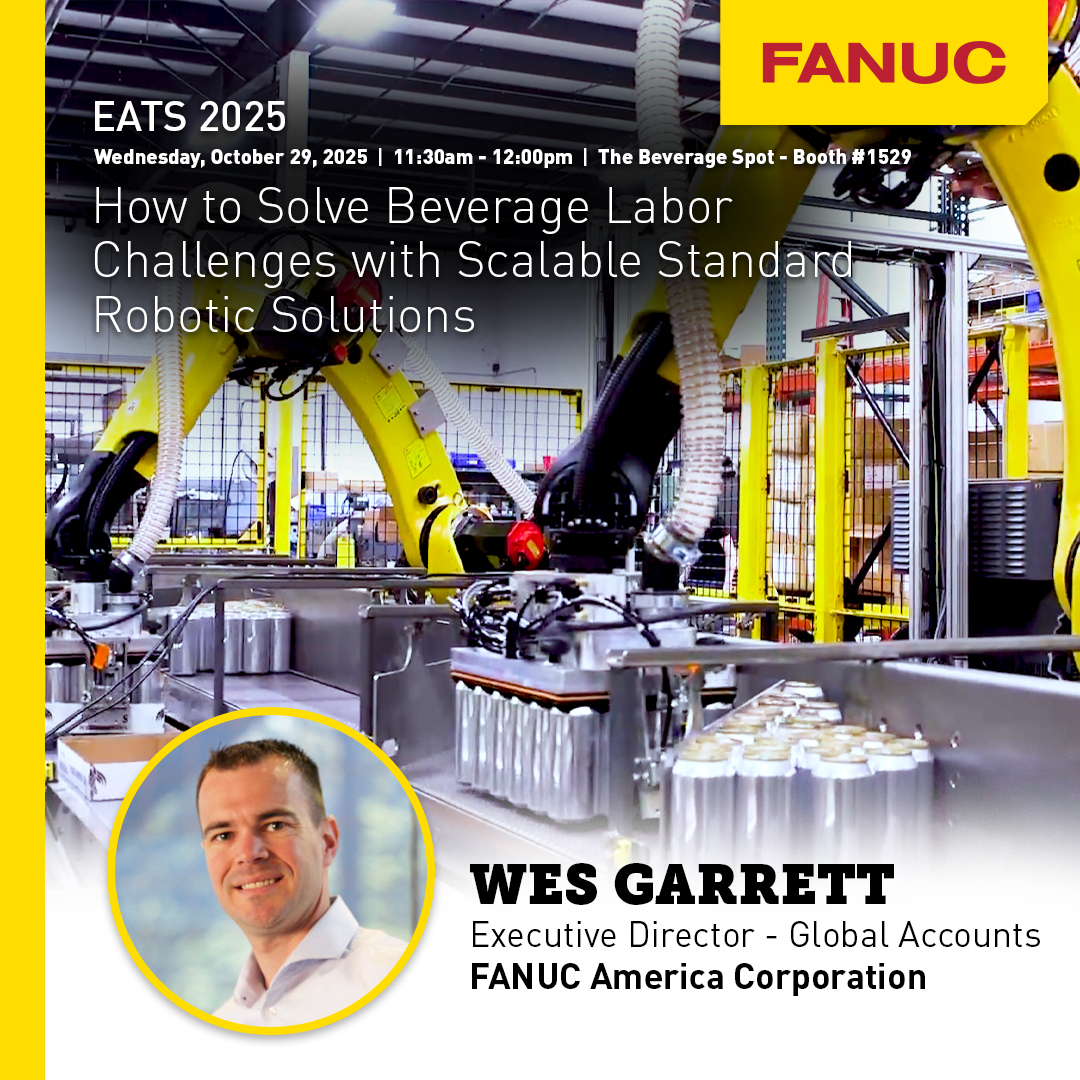 FANUCAmerica's tweet image. Are you facing labor challenges in the #beverage industry?🍷

Join FANUC&apos;s very own Wes Garrett @EATSformerlyPE:

📌 How to Solve Beverage #LaborChallenges with Scalable Standard #Robotic Solutions
📆 Wednesday, October 29th
⏰ 11:30am - 12:00pm CDT
🔗 bit.ly/4hx9tLq