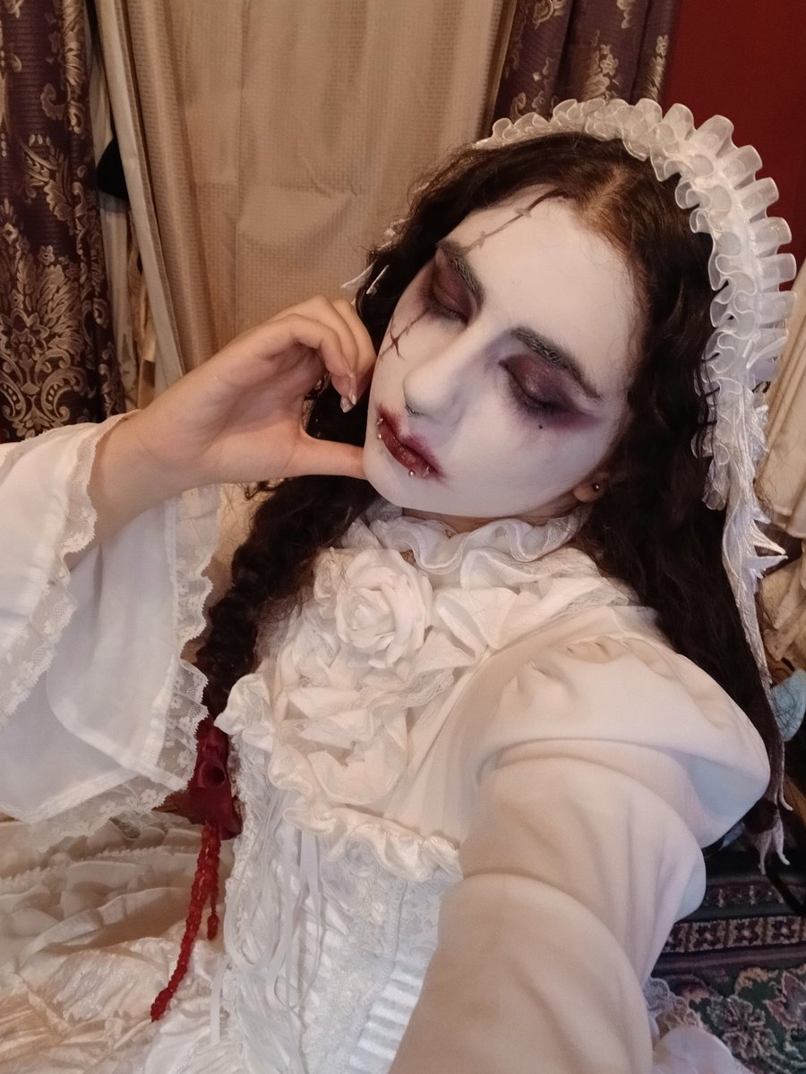 tea_classical's tweet photo. Guro as always... I have a shift at work on the actual night of Halloween but hey, luckily they let us dress up! Hopefully next year I won't be working. At least the paycheck makes it worth it, I bought both versions of Smoke hehe #Gravetown2025 https://t.co/YprwnoKy3a