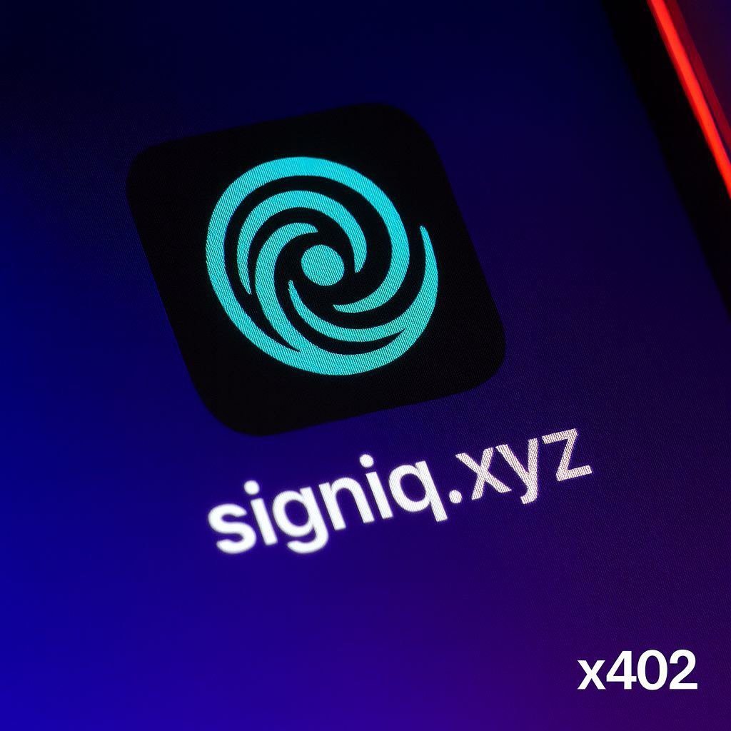 Thrilling times ahead for the Signiq fam! 

With x402 blowing up as the ultimate internet-native payment protocol, backed by Coinbase and powering instant stablecoin micropayments for AI agents &amp; apps with zero sign-ups or hassle, signiq.xyz is integrating it NEXT