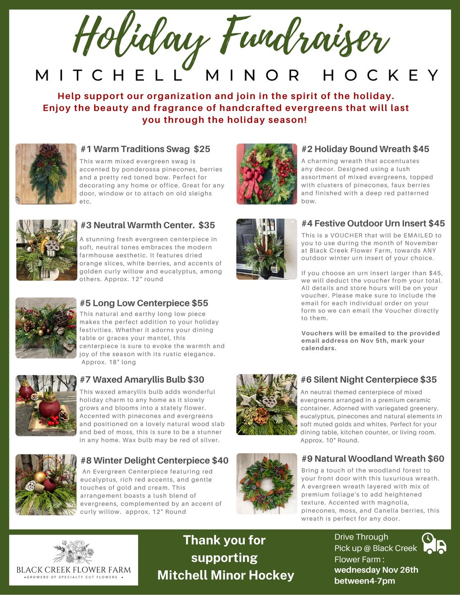 Black Creek Holiday Fundraiser Orders Due TOMORROW (Wed Oct 29th) mitchellminorhockey.com/Articles/11983…