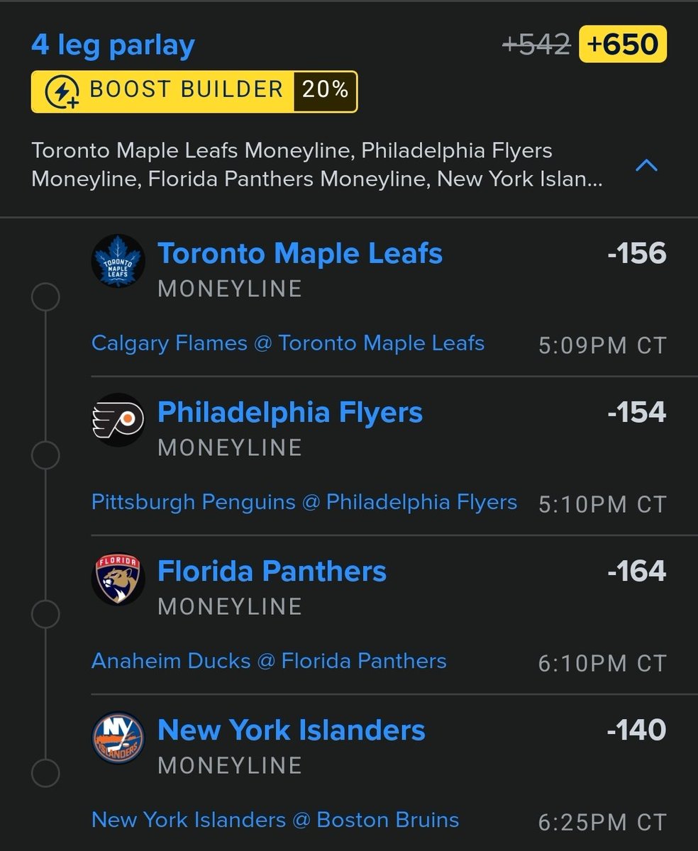 20% #NHL boosted ML lotto