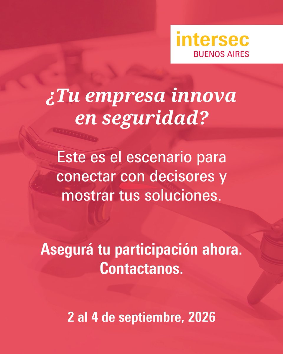 Intersec_BA's tweet image. Las empresas que lideran el cambio en seguridad saben dónde estar.
Intersec Buenos Aires 2026 te conecta con quienes toman decisiones y buscan soluciones efectivas.

📩 Reservá tu espacio: intersec@argentina.messefrankfurt.com
🗓️ 2 al 4 de septiembre, 2026. La Rural, Buenos Aires